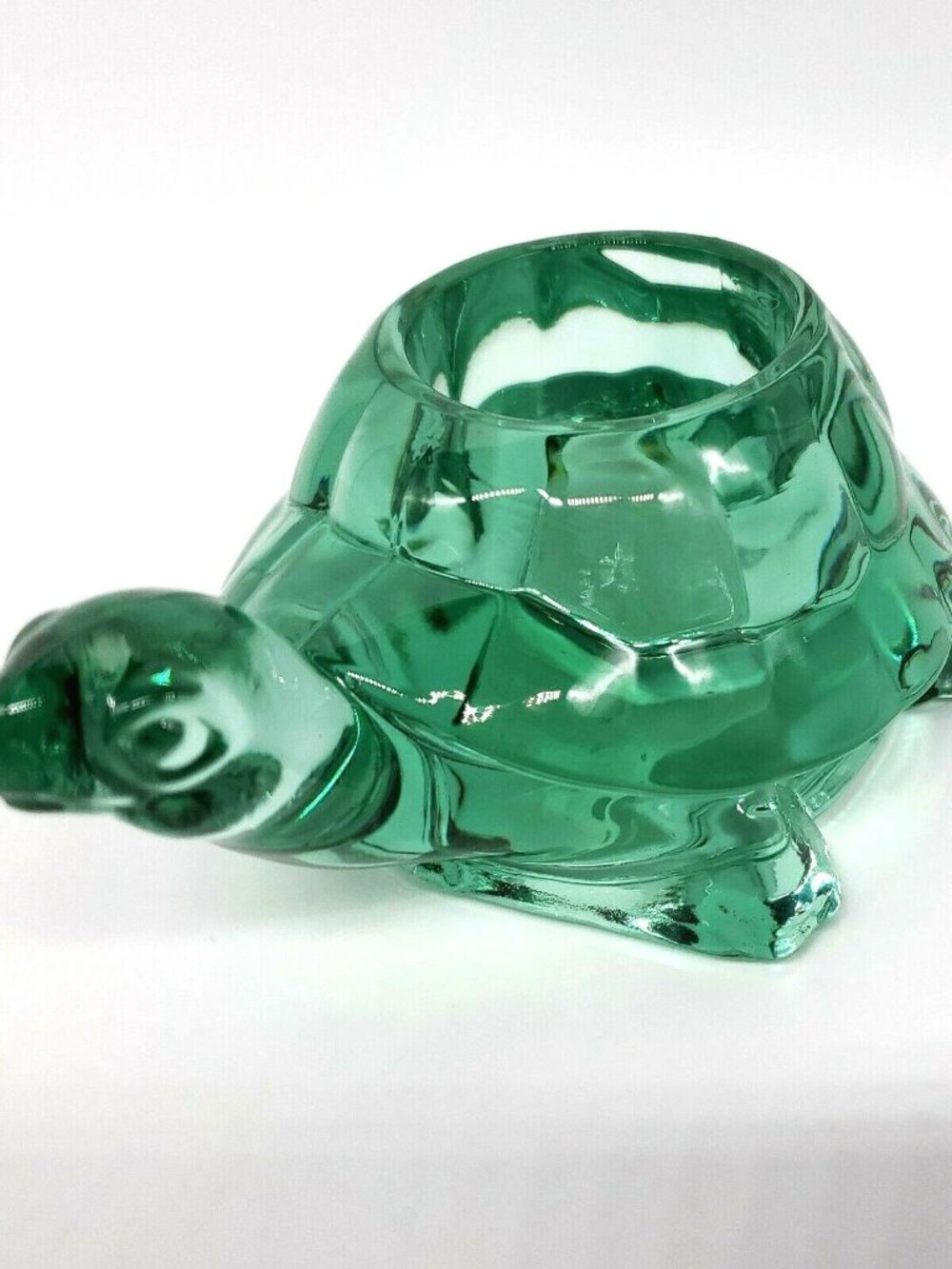Vintage Indiana Glass Green Turtle Tealight or Votive Candle Holder